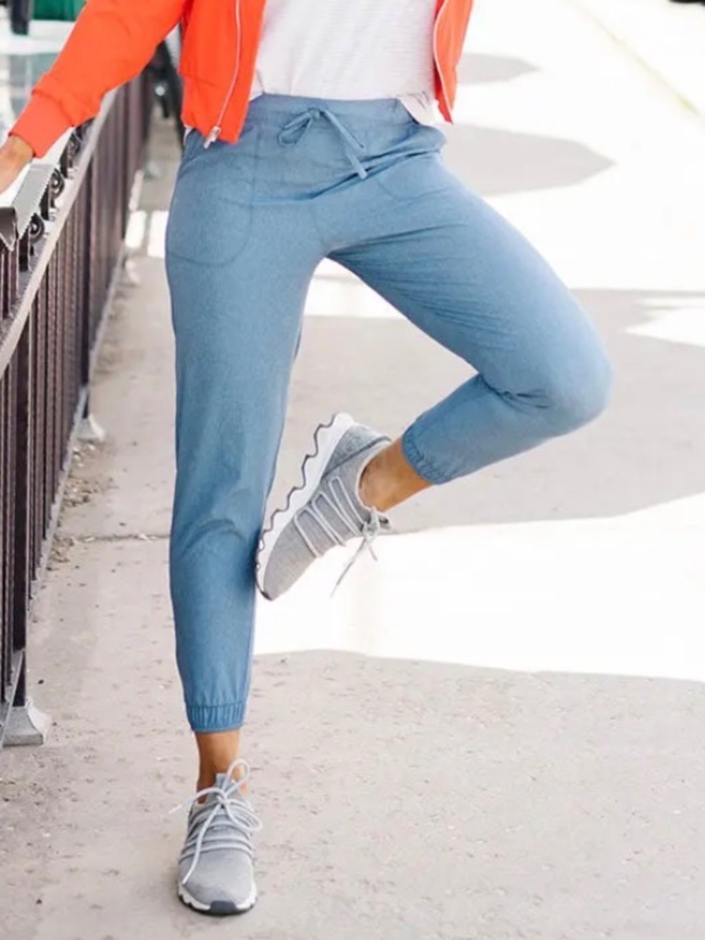 Albion Fit Light Blue Chambray Jetsetters, Size XS